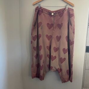 Magnolia Pearl Heart Patterned Pink Wide Leg Jeans